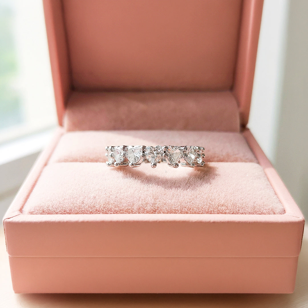 Eternity Band | Heart Cut | Diamond Simulant | White Gold Plating | Luxe5160