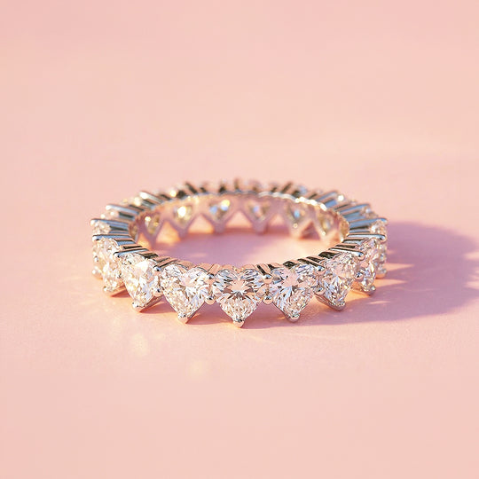 Eternity Band | Heart Cut | Diamond Simulant | White Gold Plating | Luxe5160