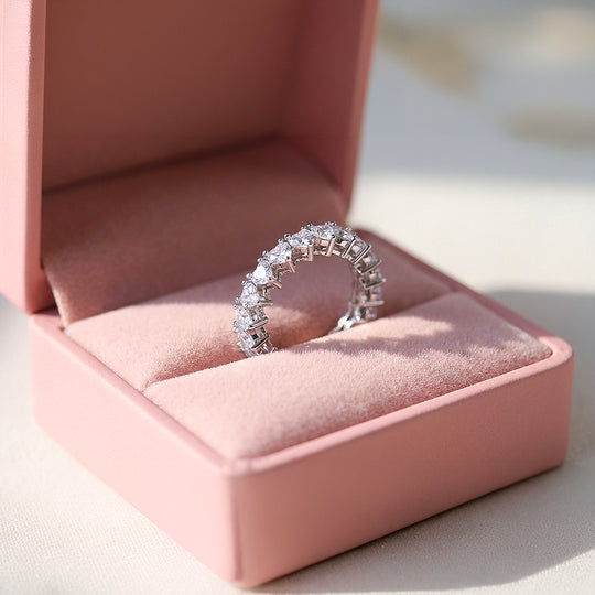 Eternity Band | Heart Cut | Diamond Simulant | White Gold Plating | Luxe5160