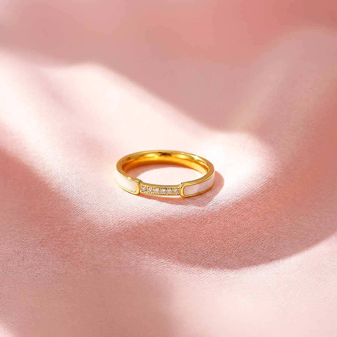 Minimalist Band | Mother of Pearl Style | Diamond Simulant | Titanium Steel | Luxe5161