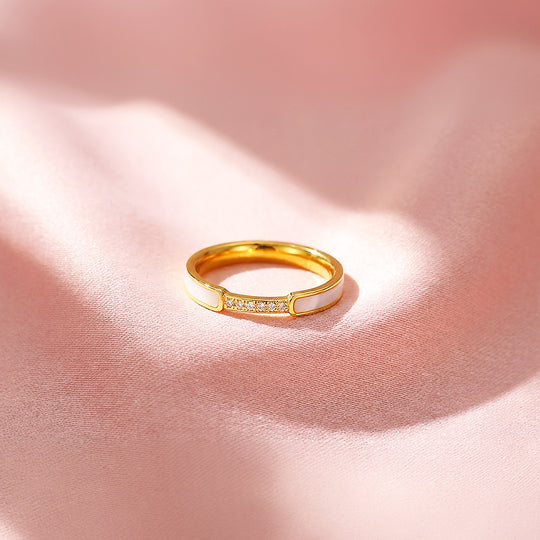 Minimalist Band | Mother of Pearl Style | Diamond Simulant | Titanium Steel | Luxe5161