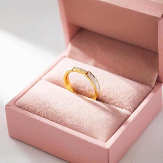 Minimalist Band | Mother of Pearl Style | Diamond Simulant | Titanium Steel | Luxe5161