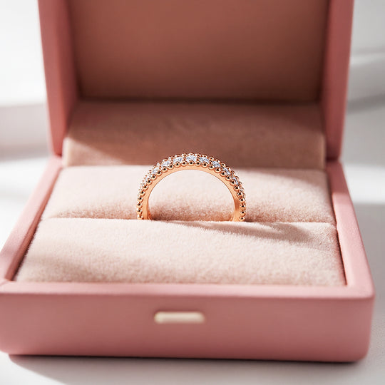 Eternity Band | Beaded Border | Diamond Simulant | Rose Gold Plating | Luxe5164