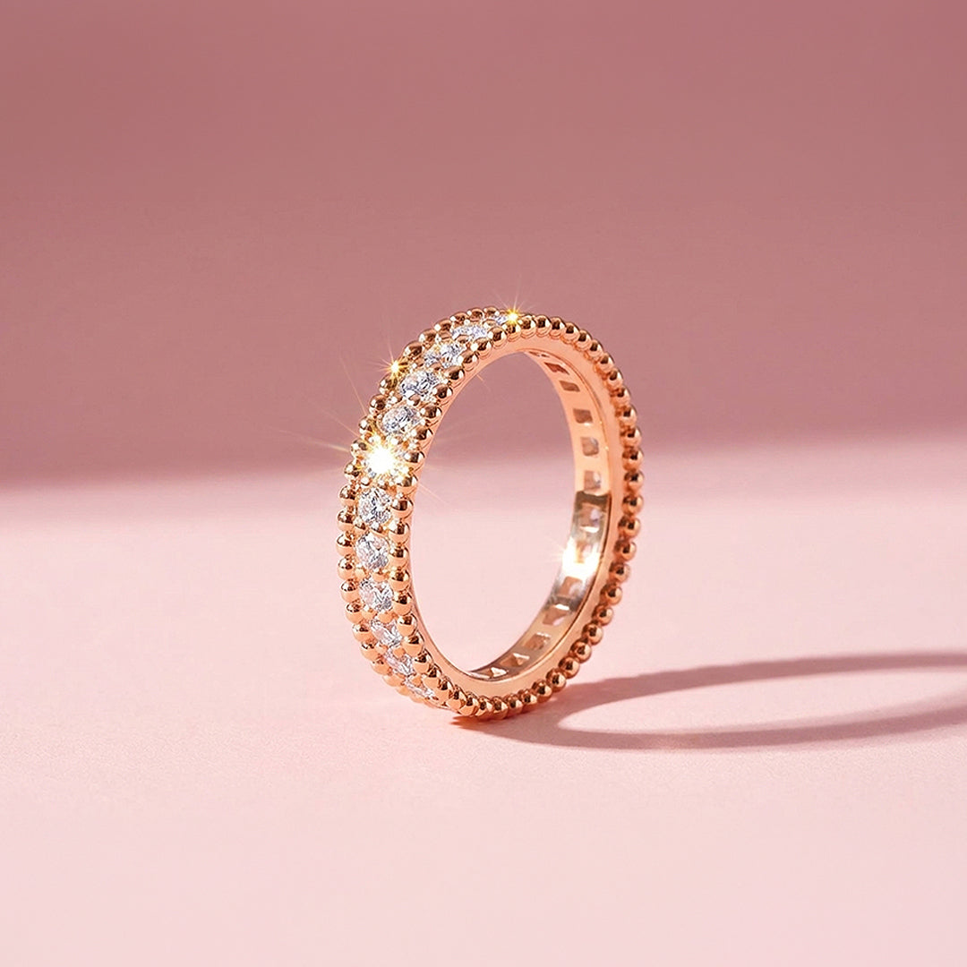 Eternity Band | Beaded Border | Diamond Simulant | Rose Gold Plating | Luxe5164