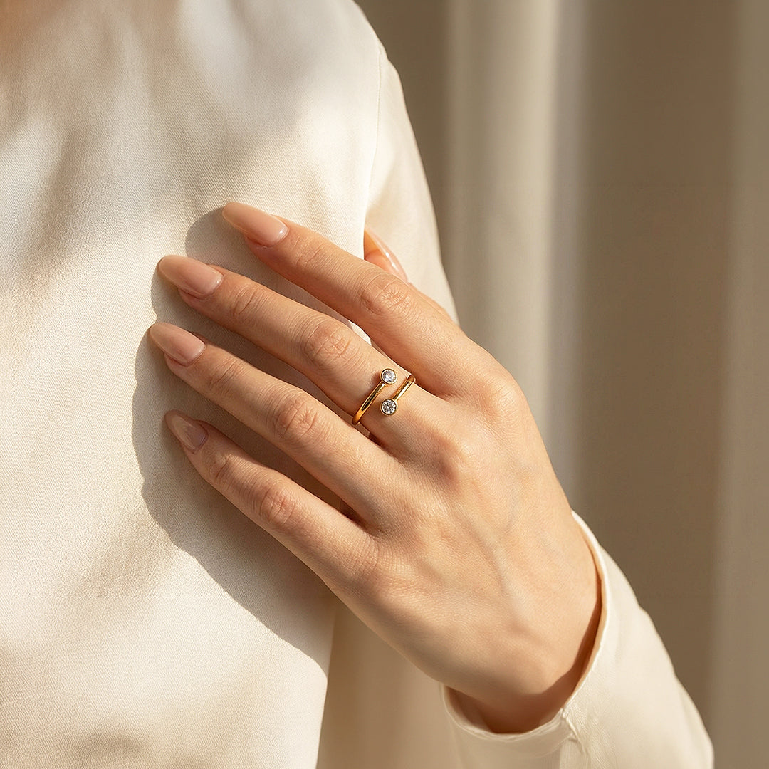 Toi et Moi Ring | Diamond Simulant | Stainless Steel | Luxe5166