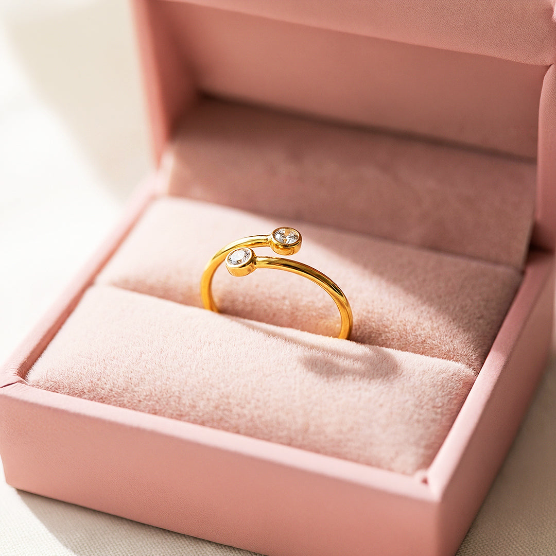 Toi et Moi Ring | Diamond Simulant | Stainless Steel | Luxe5166