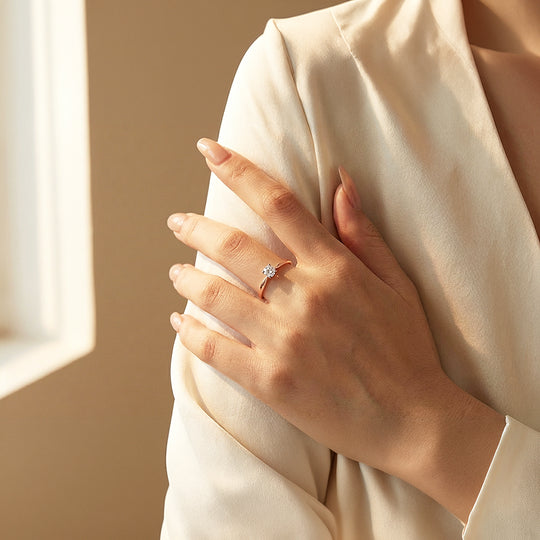 Dainty Solitaire Ring | Diamond Simulant | Titanium Steel | Luxe5169