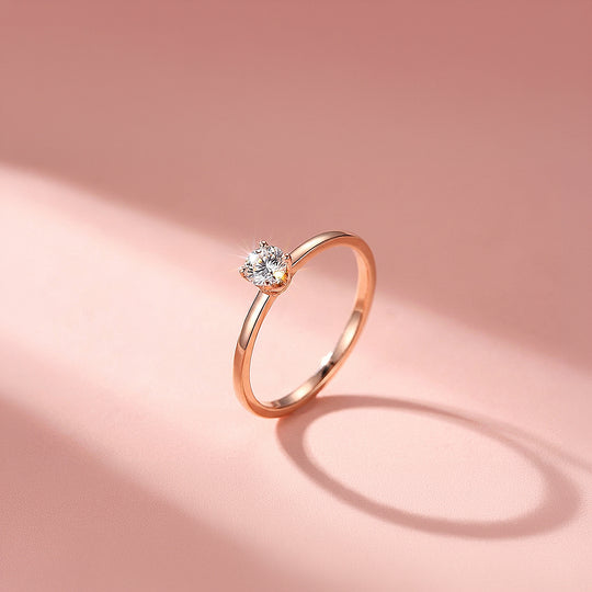 Dainty Solitaire Ring | Diamond Simulant | Titanium Steel | Luxe5169