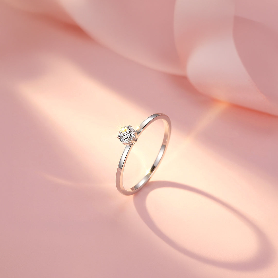 Dainty Solitaire Ring | Diamond Simulant | Titanium Steel | Luxe5169