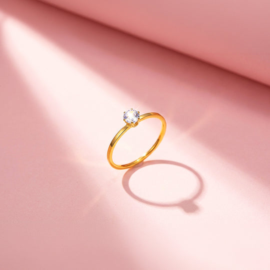 Dainty Solitaire Ring | Diamond Simulant | Titanium Steel | Luxe5169