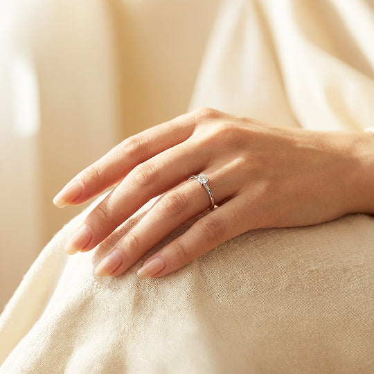 Dainty Solitaire Ring | Diamond Simulant | Titanium Steel | Luxe5169