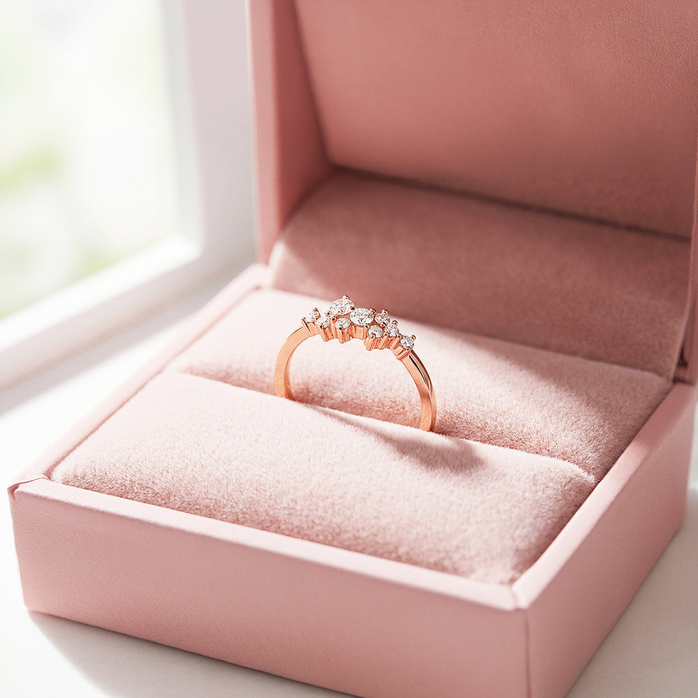 Cluster Ring | Petite Brilliance | Diamond Simulant | Titanium Steel | Luxe5170