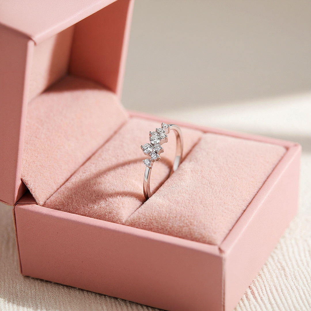 Cluster Ring | Petite Brilliance | Diamond Simulant | Titanium Steel | Luxe5170