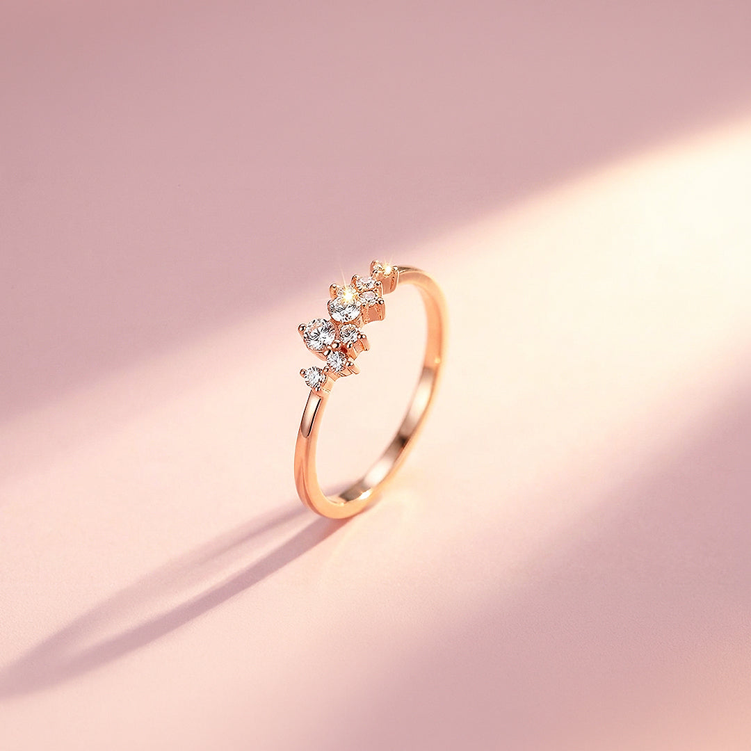 Cluster Ring | Petite Brilliance | Diamond Simulant | Titanium Steel | Luxe5170