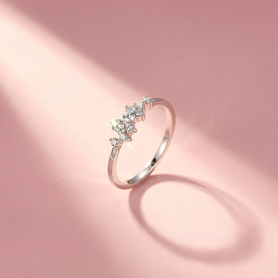 Cluster Ring | Petite Brilliance | Diamond Simulant | Titanium Steel | Luxe5170