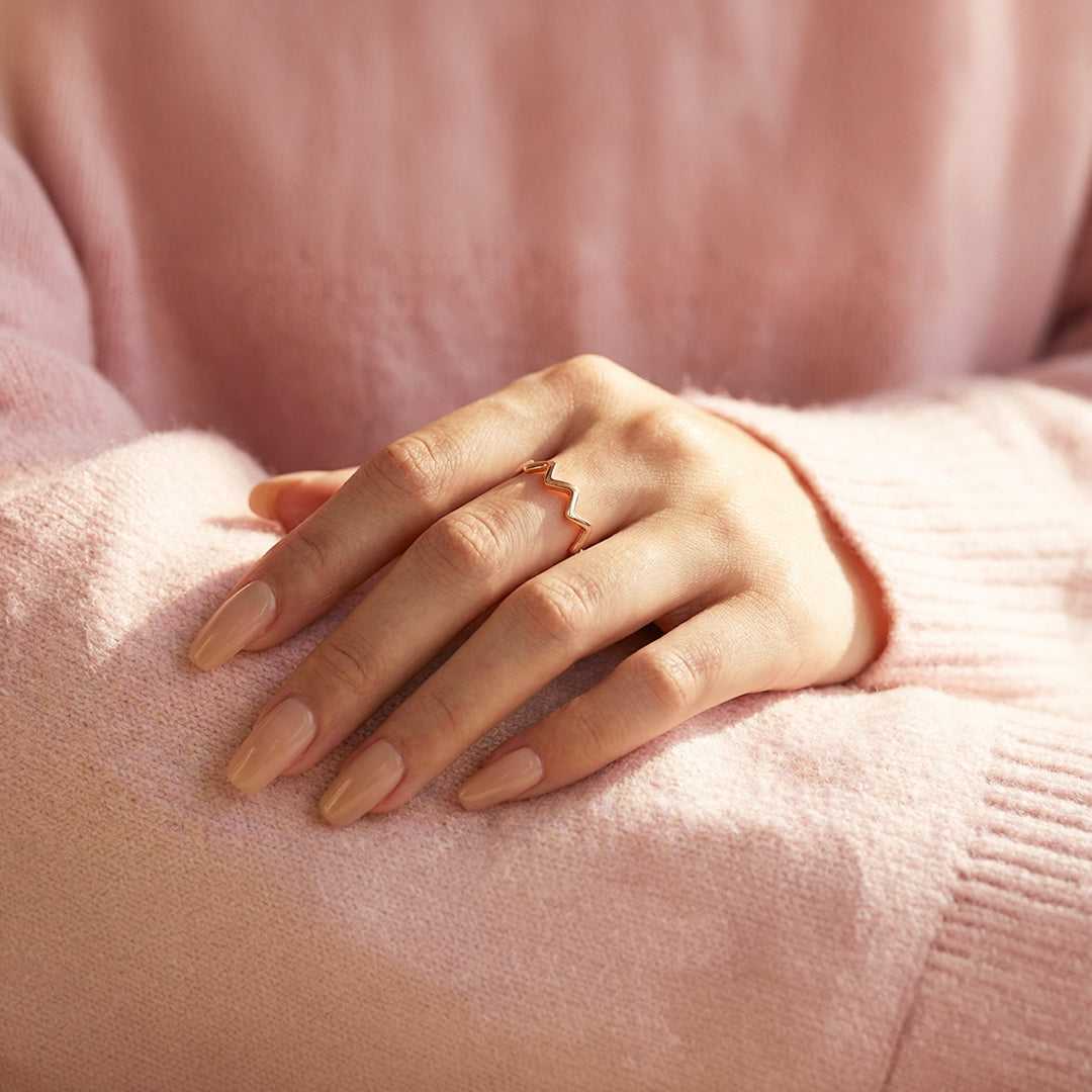 Minimalist Band | Geometric Zig-Zag | Titanium Steel | Luxe5171