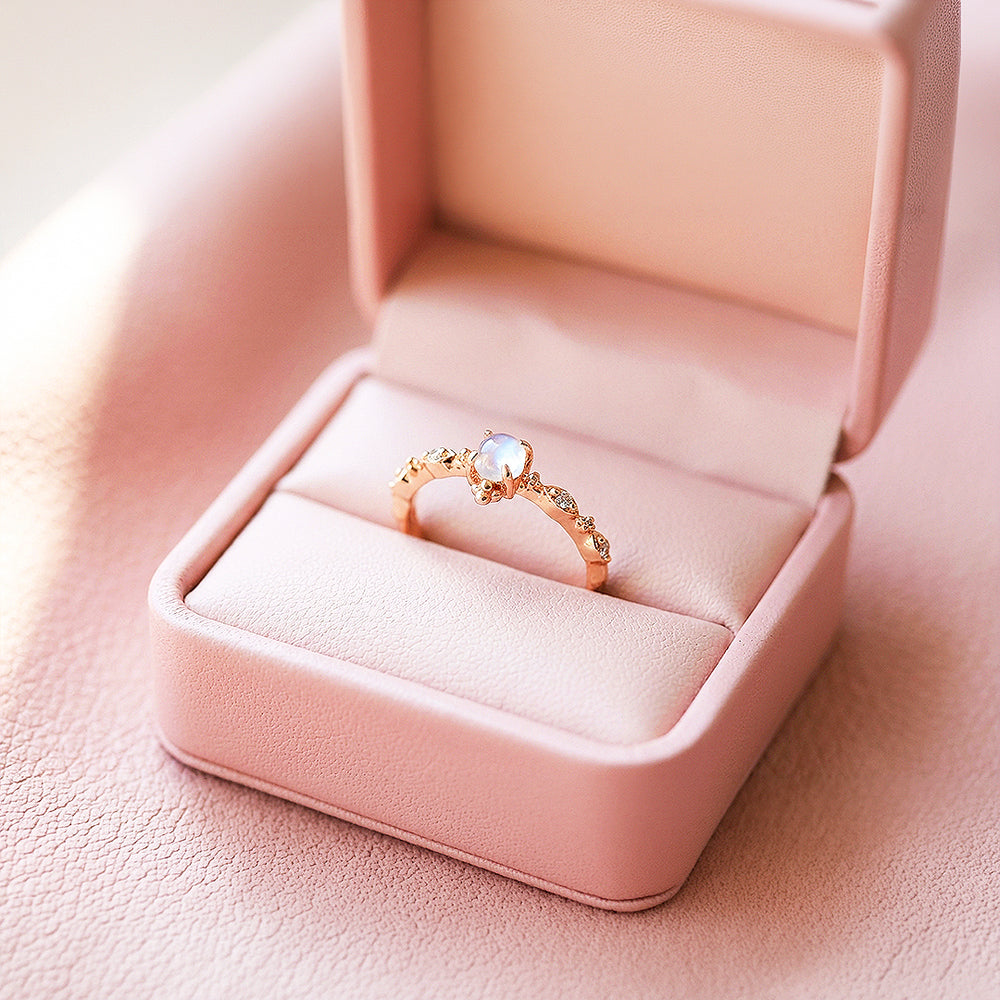 Solitaire Ring | Moonstone | Diamond Simulant | Gold Plated | Luxe5176 - Rings | Singapore Jewellery, Wedding Rings & Gifts | Same Day Delivery | Tiara.com.sg