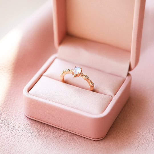 Solitaire Ring | Moonstone | Diamond Simulant | Gold Plated | Luxe5176 - Rings | Singapore Jewellery, Wedding Rings &amp; Gifts | Same Day Delivery | Tiara.com.sg