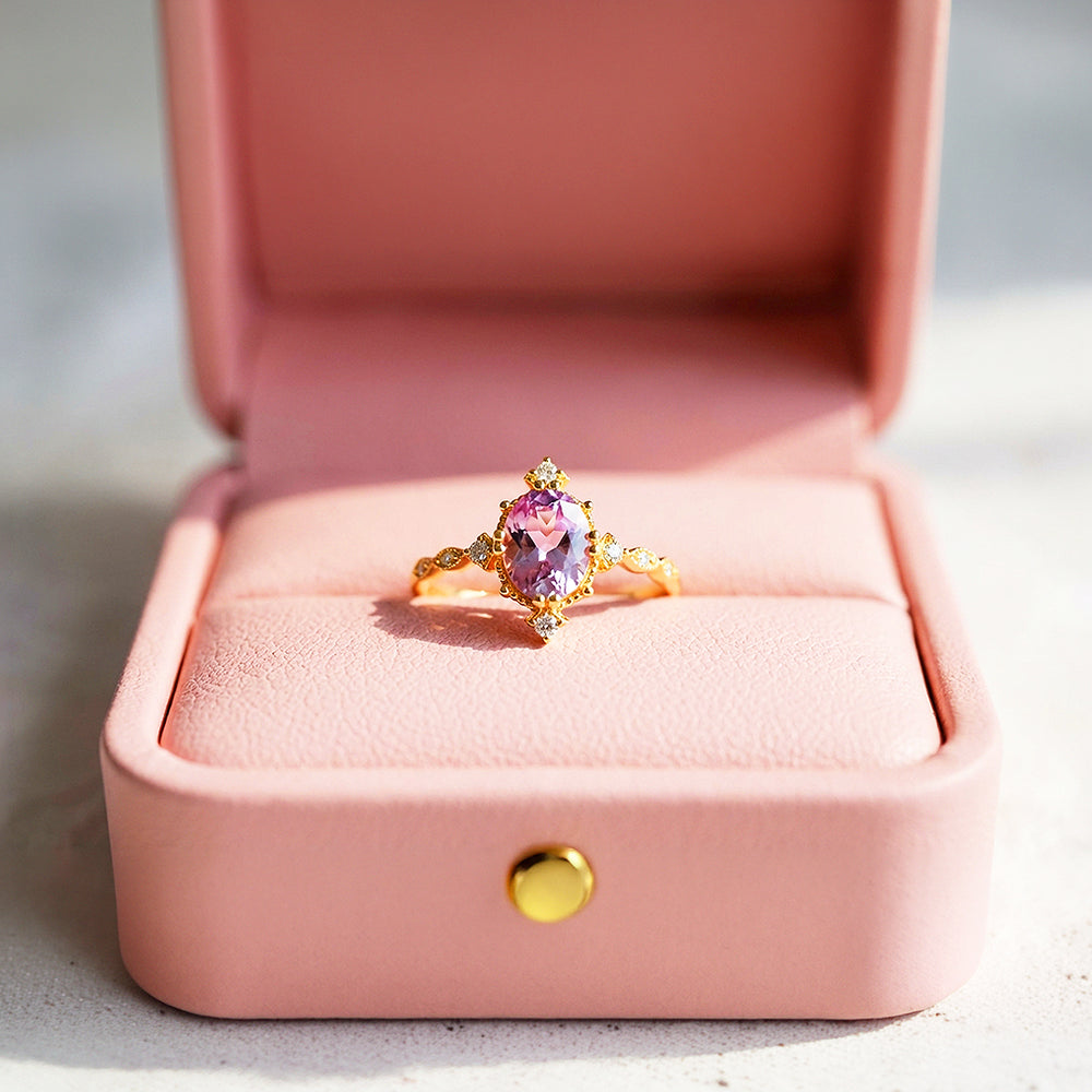 Solitaire Ring | Oval Cut | Amethyst Diamond Simulant | Luxe5179 - Rings | Singapore Jewellery, Wedding Rings & Gifts | Same Day Delivery | Tiara.com.sg