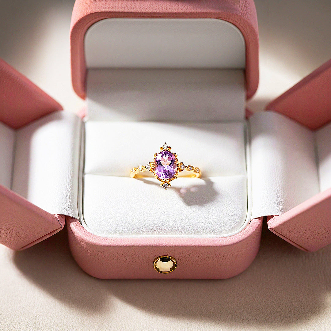 Solitaire Ring | Oval Cut | Amethyst Diamond Simulant | Luxe5179