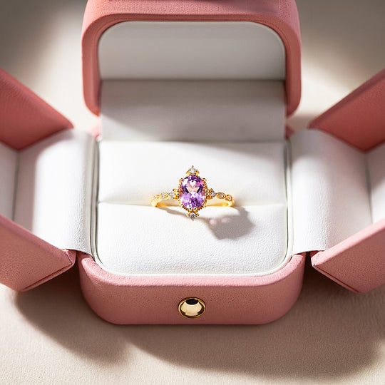 Solitaire Ring | Oval Cut | Amethyst Diamond Simulant | Luxe5179