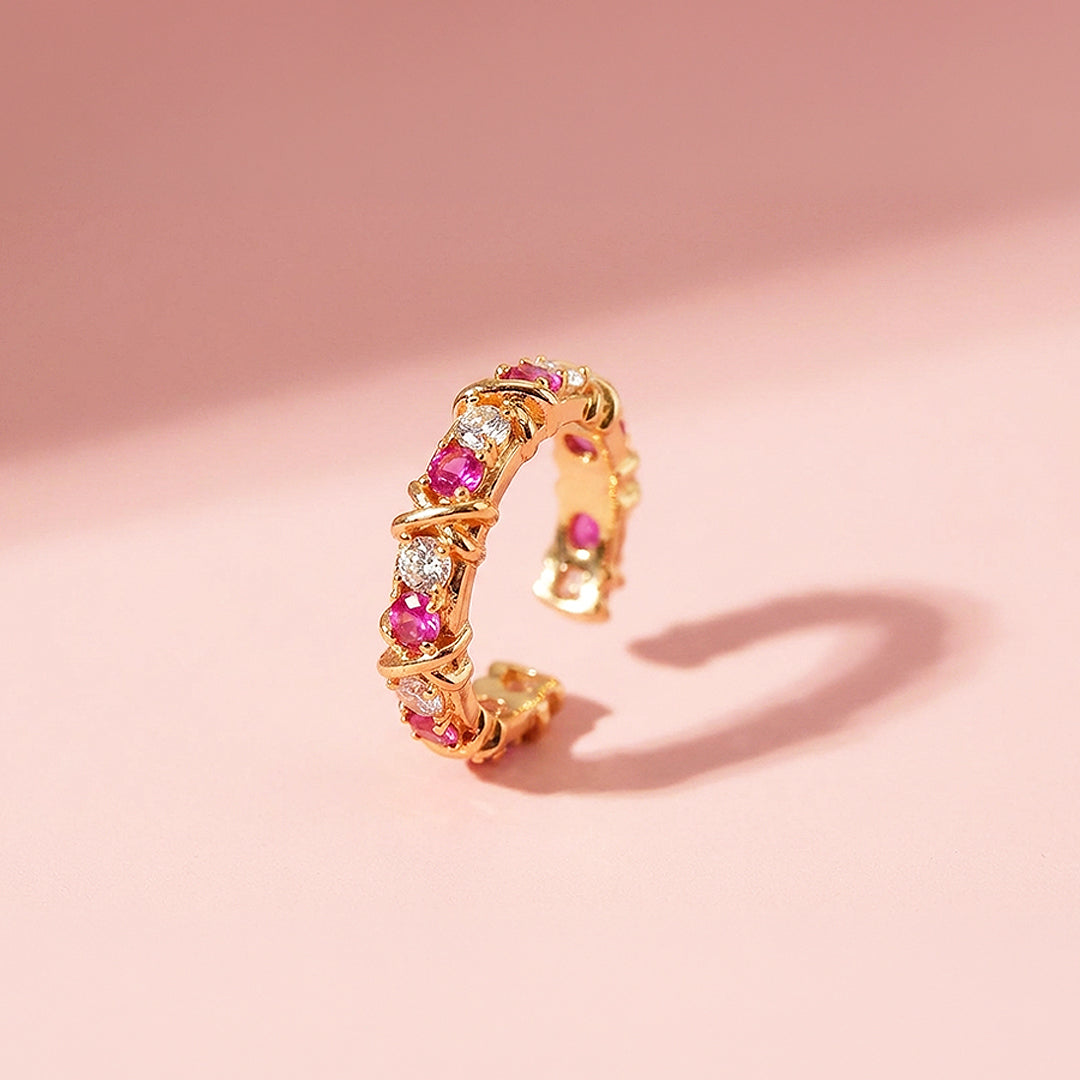 Eternity Cross Band | Adjustable | Diamond Simulant | Dual-Tone Plated | Luxe5180