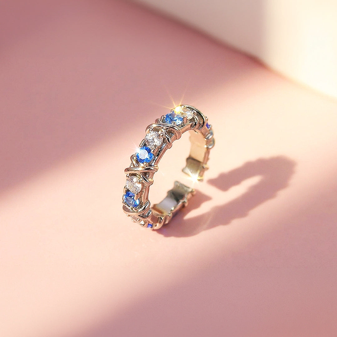 Eternity Cross Band | Adjustable | Diamond Simulant | Dual-Tone Plated | Luxe5180