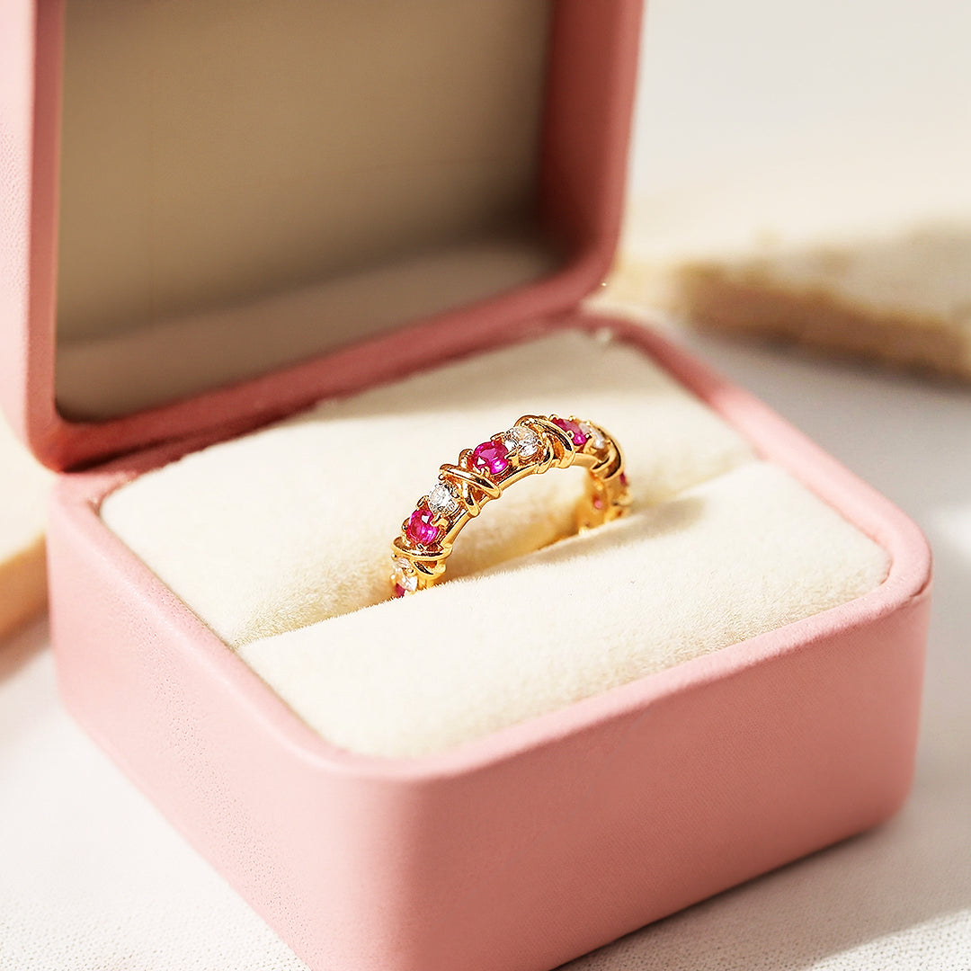 Eternity Cross Band | Adjustable | Diamond Simulant | Dual-Tone Plated | Luxe5180