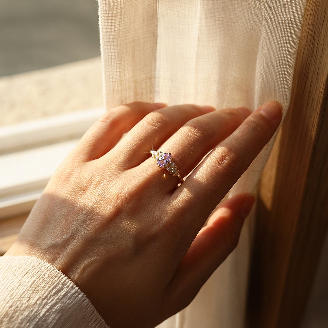 Engagement Ring | 1 Carat | Purple Diamond Simulant | Gold Plating | Luxe5183