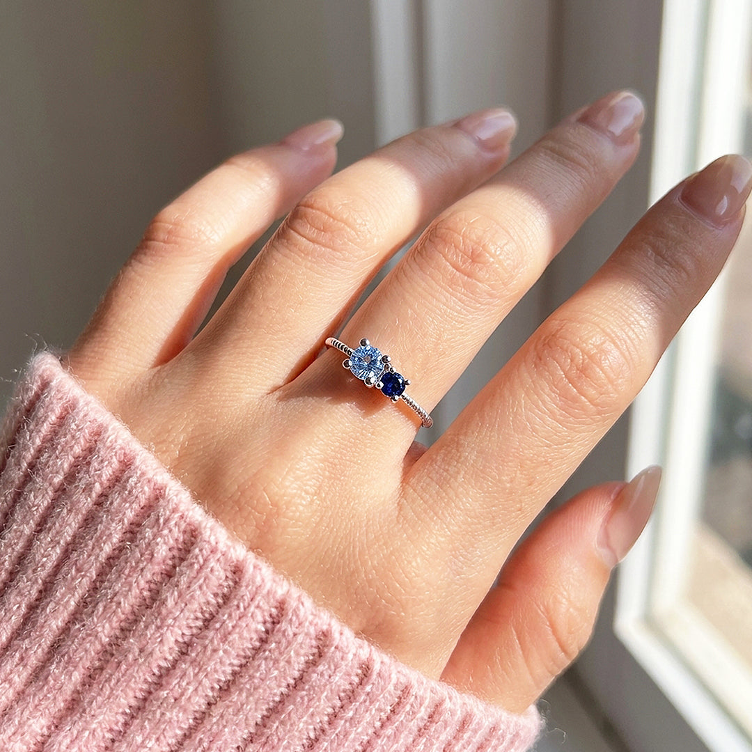 Dual-Stone Twisted Band Ring | Diamond Simulant | 925 Sterling Silver | Prm5008