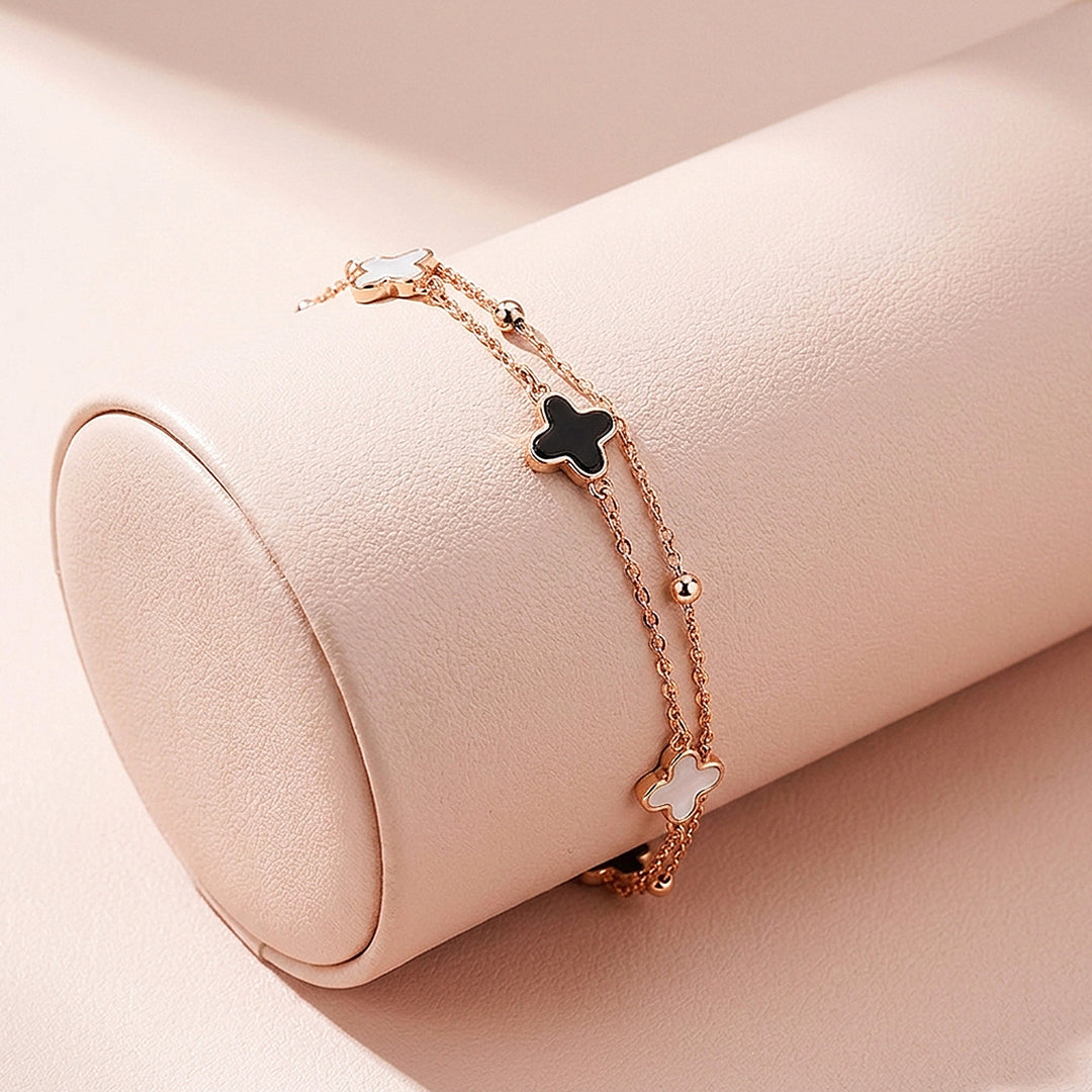 Rose Gold Clover Double-Strand Bracelet | Women&