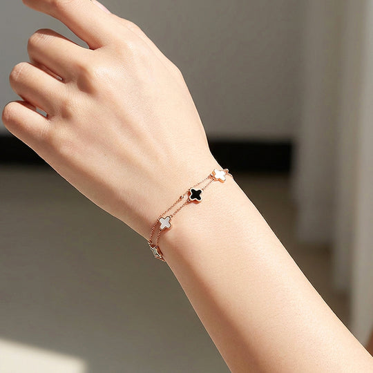 Rose Gold Clover Double-Strand Bracelet | Women&
