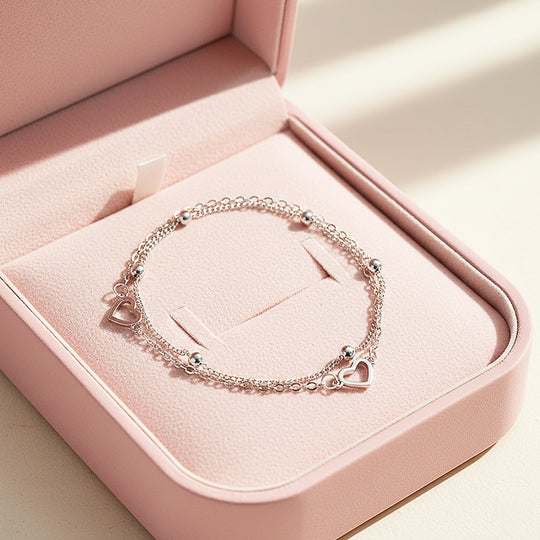 Dual-Heart Layered Satellite Bracelet | Luxe6132