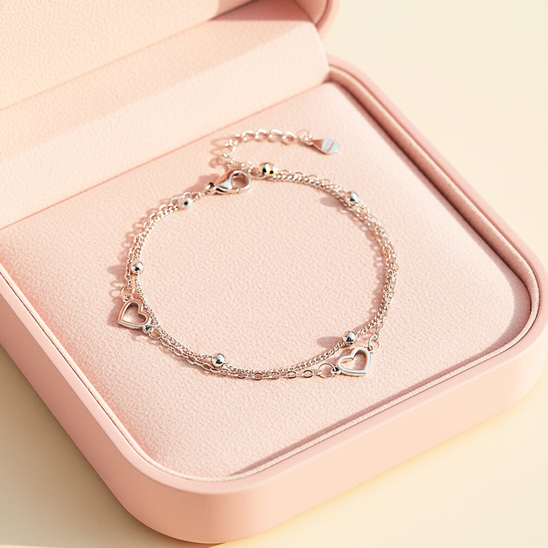 Dual-Heart Layered Satellite Bracelet | Luxe6132