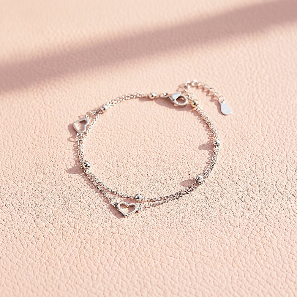 Double-Chain Heart Charm Bracelet | Luxe6132