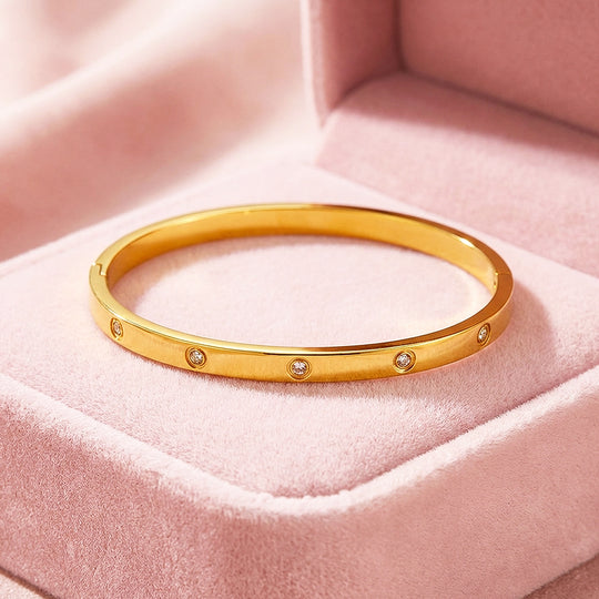 Stellar-Accent Gold Bangle Bracelet | Luxe6158 - bangle | Singapore Jewellery, Wedding Rings &amp; Gifts | Same Day Delivery | Tiara.com.sg