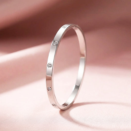 Stellar-Accent Gold Bangle Bracelet | Luxe6158 - bangle | Singapore Jewellery, Wedding Rings &amp; Gifts | Same Day Delivery | Tiara.com.sg