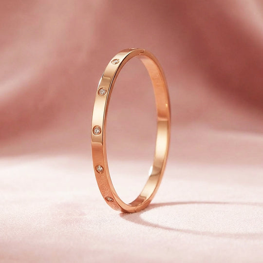 Stellar-Accent Gold Bangle Bracelet | Luxe6158 - bangle | Singapore Jewellery, Wedding Rings &amp; Gifts | Same Day Delivery | Tiara.com.sg