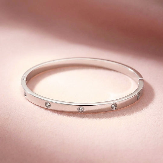 Stellar-Accent Gold Bangle Bracelet | Luxe6158 - bangle | Singapore Jewellery, Wedding Rings &amp; Gifts | Same Day Delivery | Tiara.com.sg