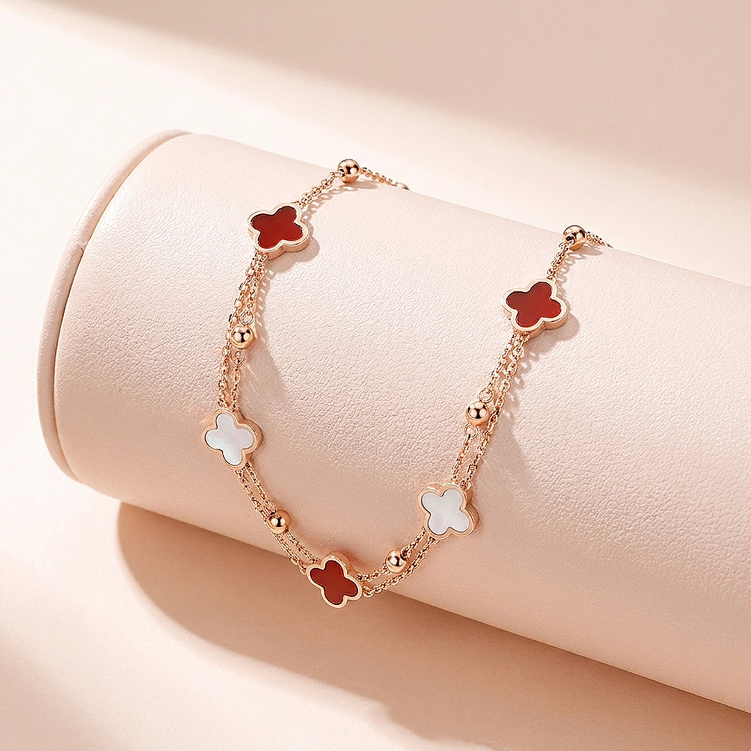 Red Clover Double-Strand Bracelet | Women&
