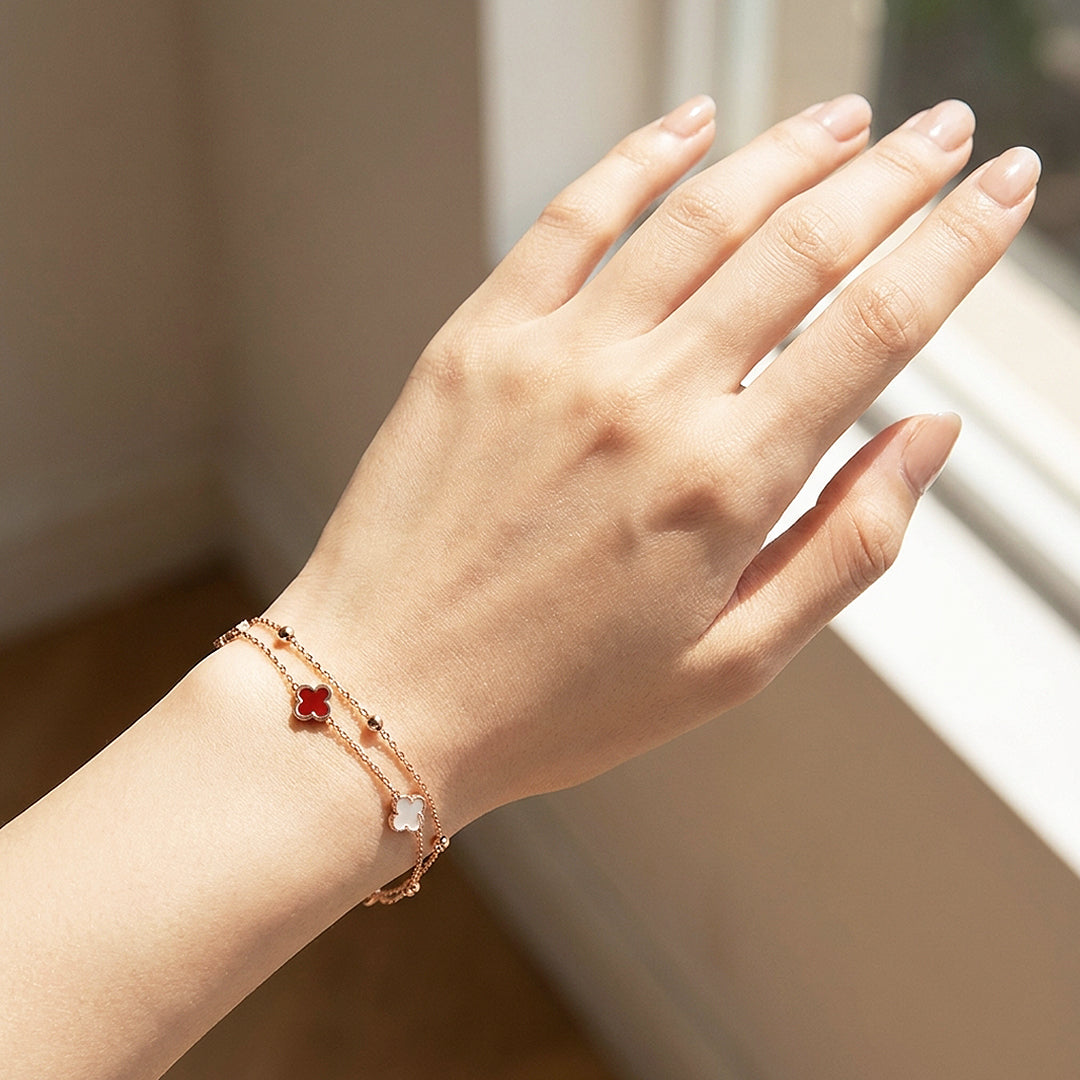 Red Clover Double-Strand Bracelet | Women&