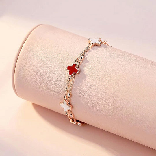 Red Clover Double-Strand Bracelet | Women&
