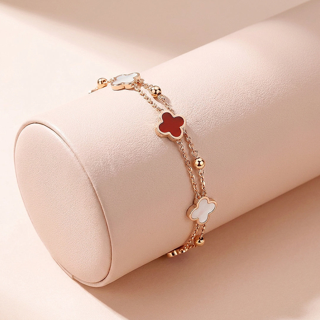 Red Clover Double-Strand Bracelet | Women&