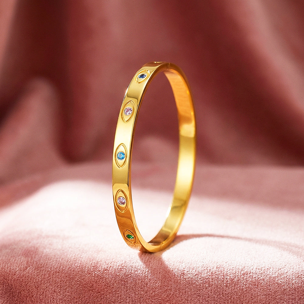 Evil Eye Gold Bangle | Luxe6275 - bangle | Singapore Jewellery, Wedding Rings & Gifts | Same Day Delivery | Tiara.com.sg