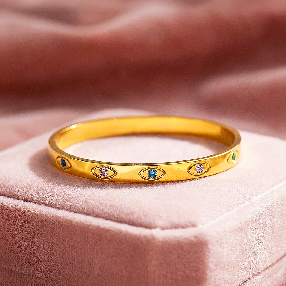 Evil Eye Gold Bangle | Luxe6275 - bangle | Singapore Jewellery, Wedding Rings & Gifts | Same Day Delivery | Tiara.com.sg