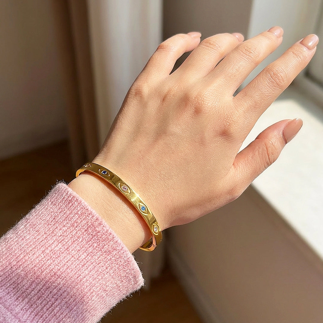 Evil Eye Gold Bangle | Luxe6275 - bangle | Singapore Jewellery, Wedding Rings &amp; Gifts | Same Day Delivery | Tiara.com.sg