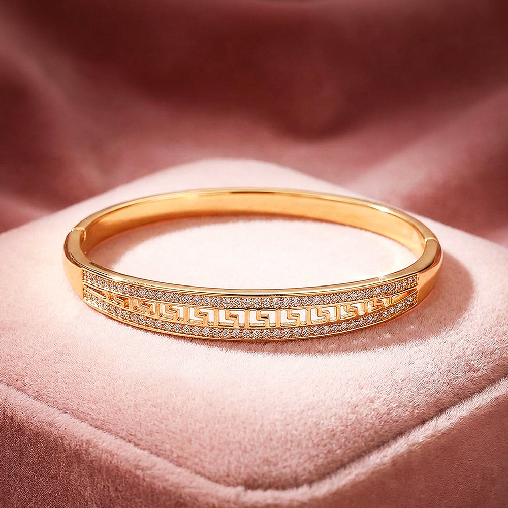 Greek Key Pavé Rose Gold Bangle | Luxe6340 - bangle | Singapore Jewellery, Wedding Rings & Gifts | Same Day Delivery | Tiara.com.sg