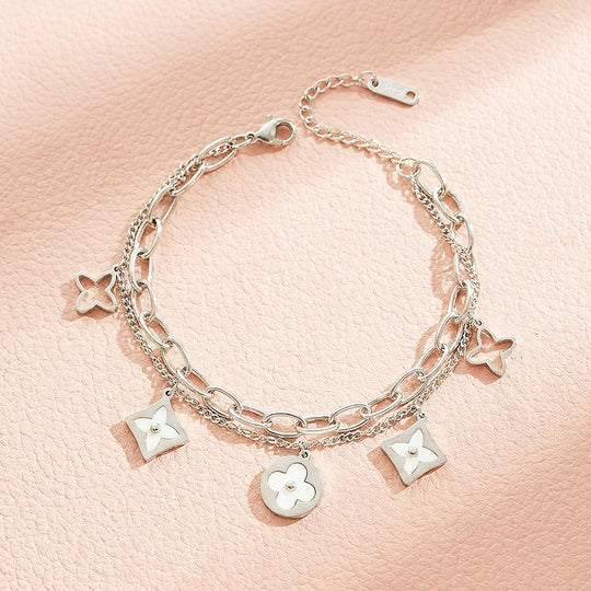 Quatrefoil Bracelet | Mother of Pearl Simulant | Gold | Luxe6358