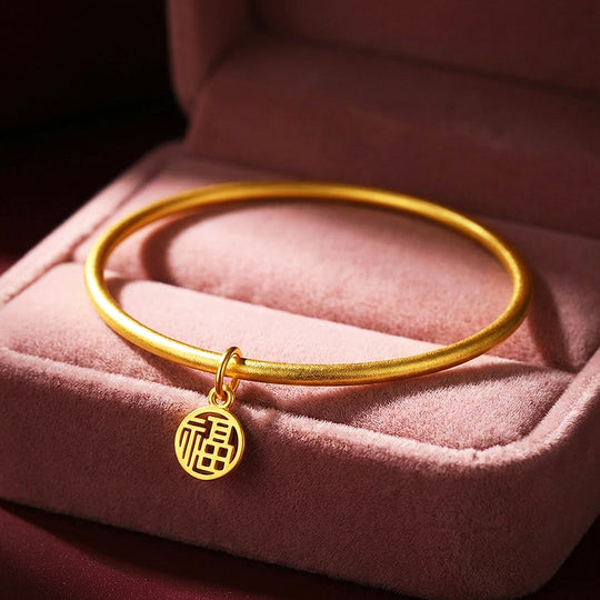Fu Xi Charm Gold Bangle | Luxe6373 - bangle | Singapore Jewellery, Wedding Rings &amp; Gifts | Same Day Delivery | Tiara.com.sg