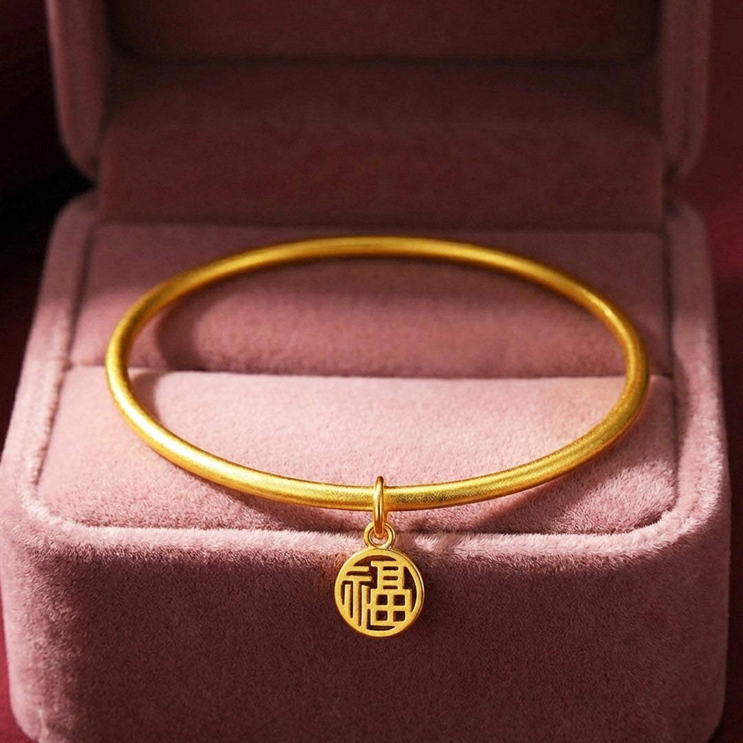 Fu Xi Charm Gold Bangle | Luxe6373 - bangle | Singapore Jewellery, Wedding Rings & Gifts | Same Day Delivery | Tiara.com.sg